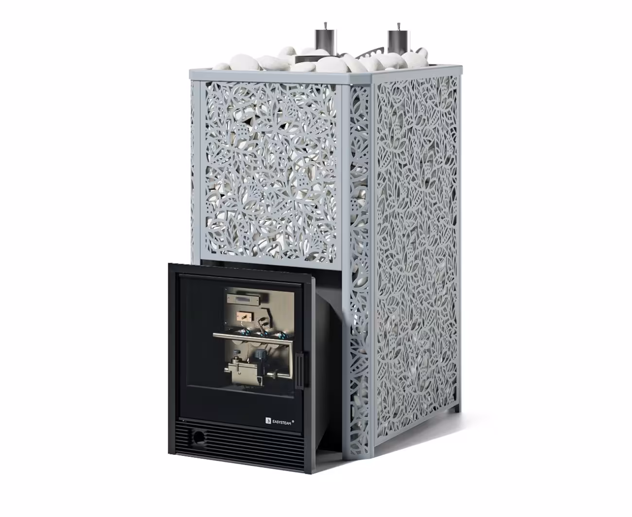Газовая печь EASYSTEAM Ялта 50 К/2024, сталь AISI 321 комплектация с САБК-50, хохлома серый