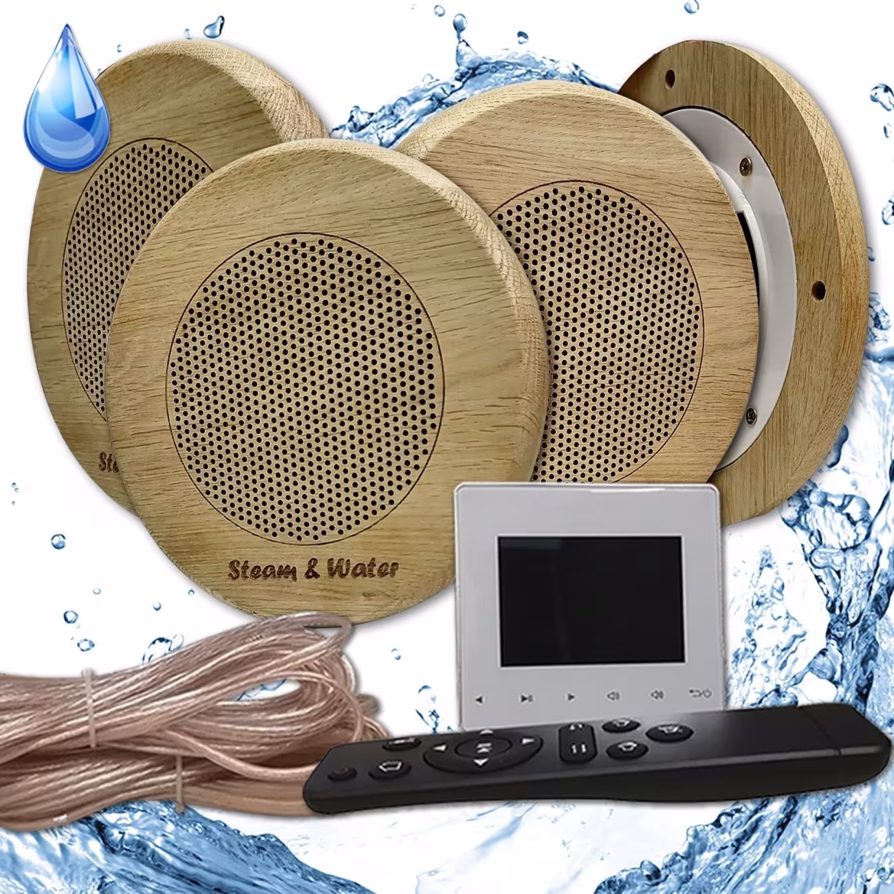 Комплект влагостойкой акустики Steam&Water Sauna Standart SW 4 White (круглая решетка)