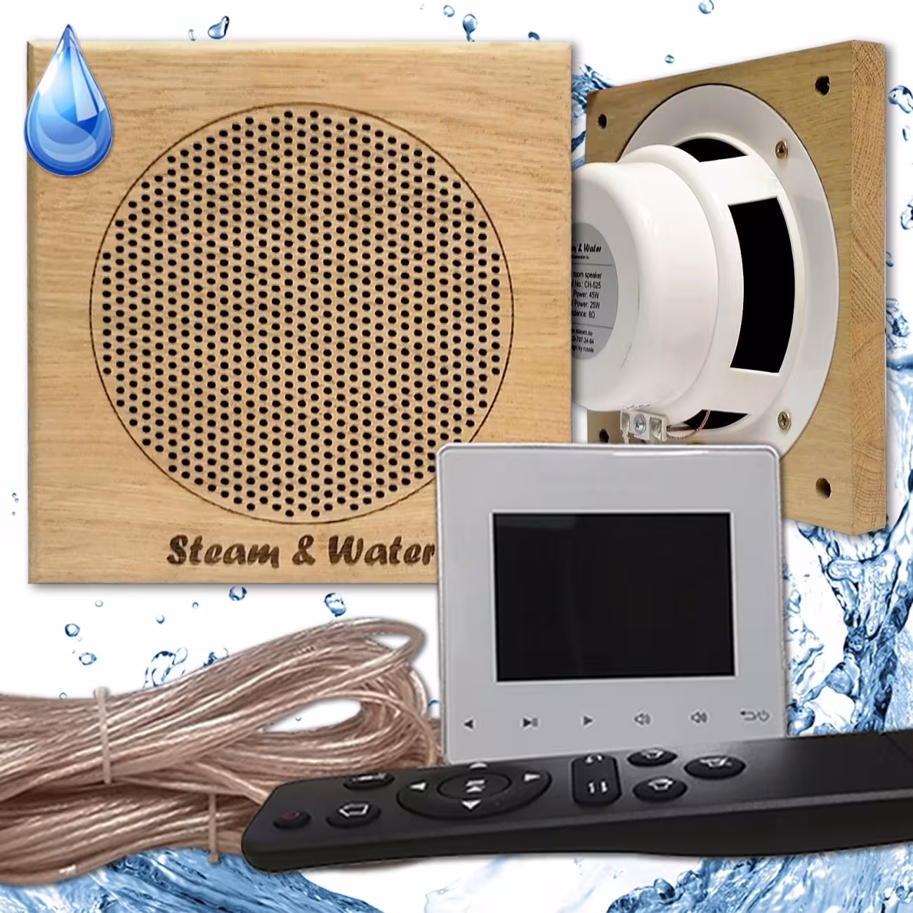 Комплект влагостойкой акустики Steam&Water Sauna Standart SW 2 White (квадратная решетка)