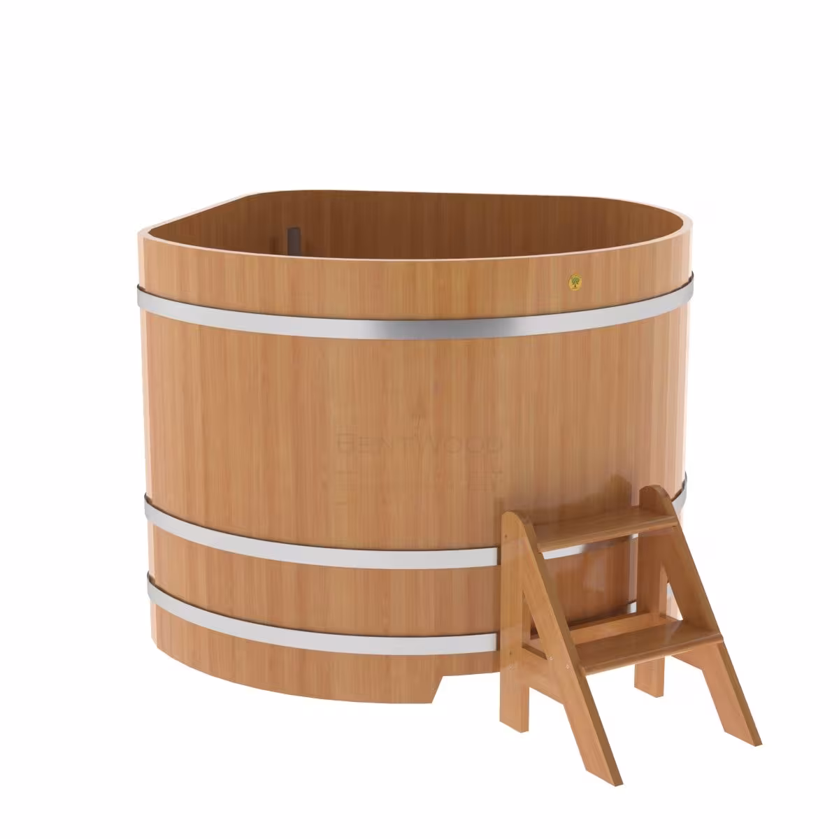Купель угловая BentWood из лиственницы угловая, натуральная премиум 1370х1370х1100 мм