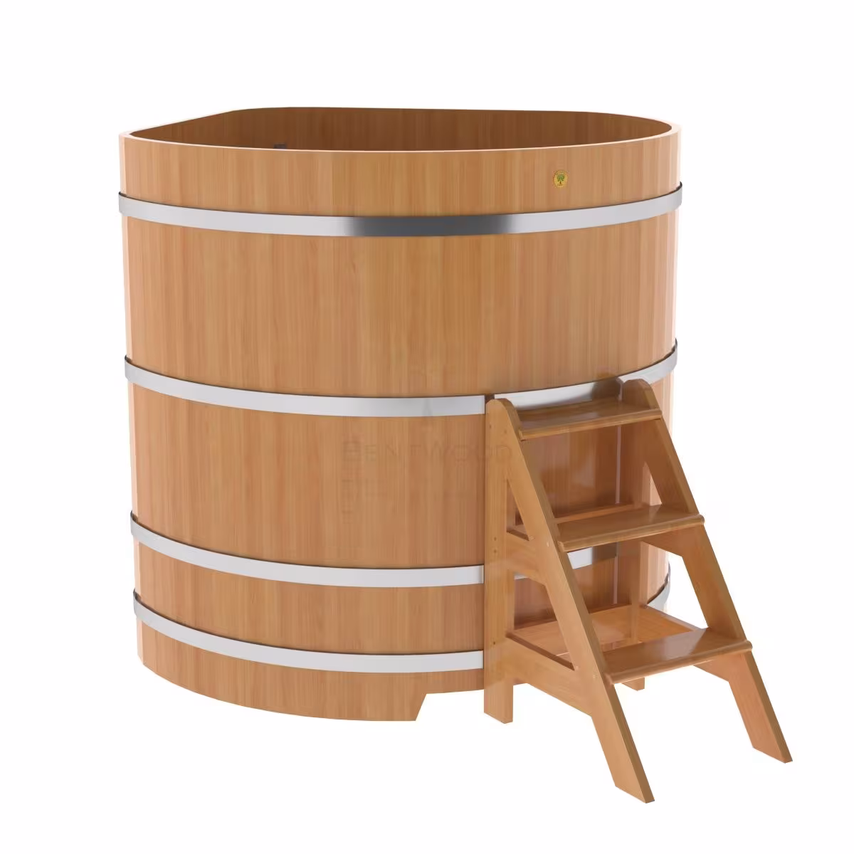 Купель угловая BentWood из лиственницы угловая, натуральная премиум 1370х1370х1400 мм