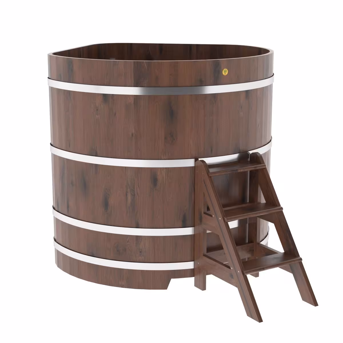 Купель угловая BentWood из дуба угловая, морёный рустик 1370х1370х1400 мм