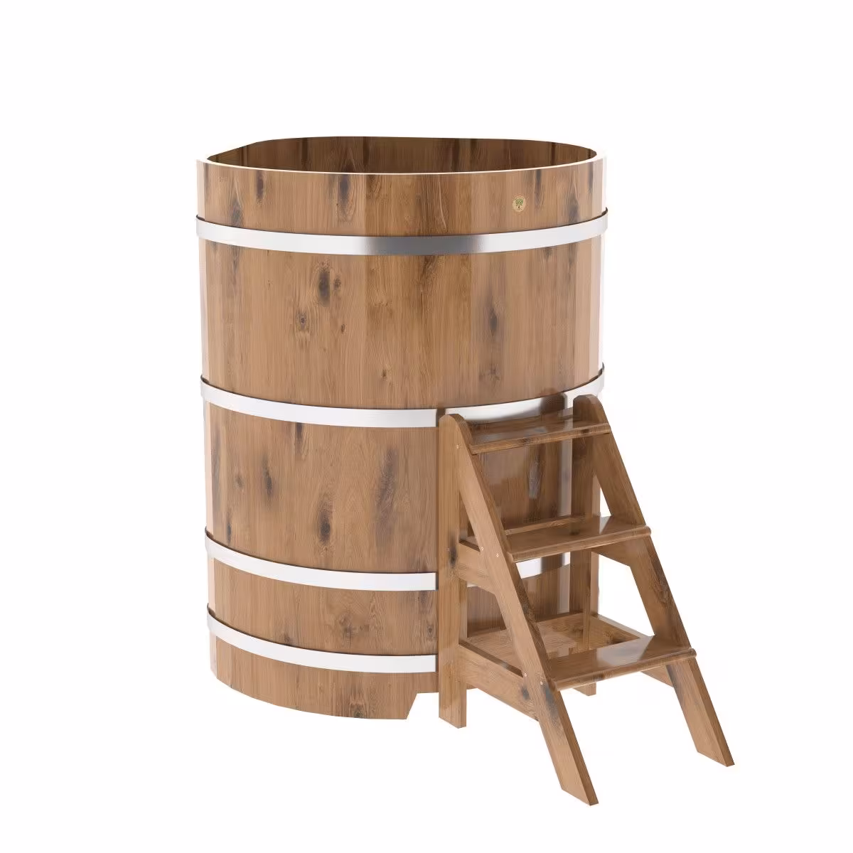 Купель угловая BentWood из дуба угловая, натуральный рустик 1030х1030х1400 мм