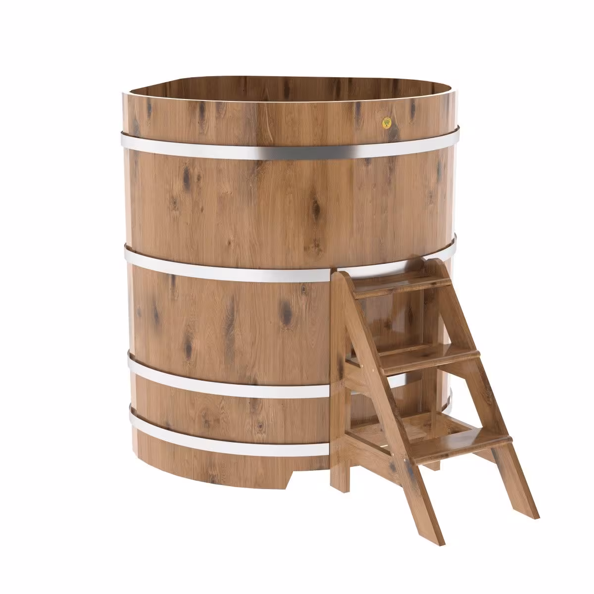 Купель угловая BentWood из дуба угловая, натуральный рустик 1190х1190х1400 мм