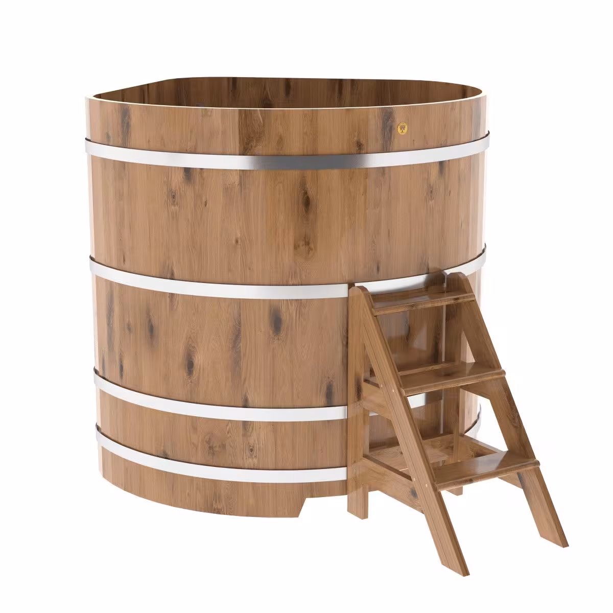 Купель угловая BentWood из дуба угловая, натуральный рустик 1370х1370х1400 мм