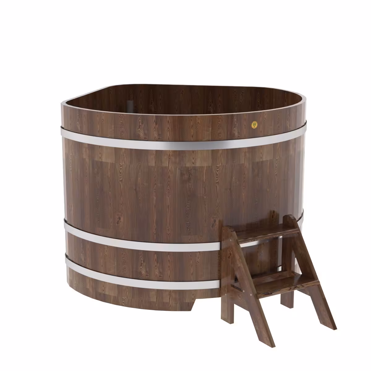 Купель угловая BentWood из сращенных ламелей лиственницы угловая, морёная 1370х1370х1100 мм