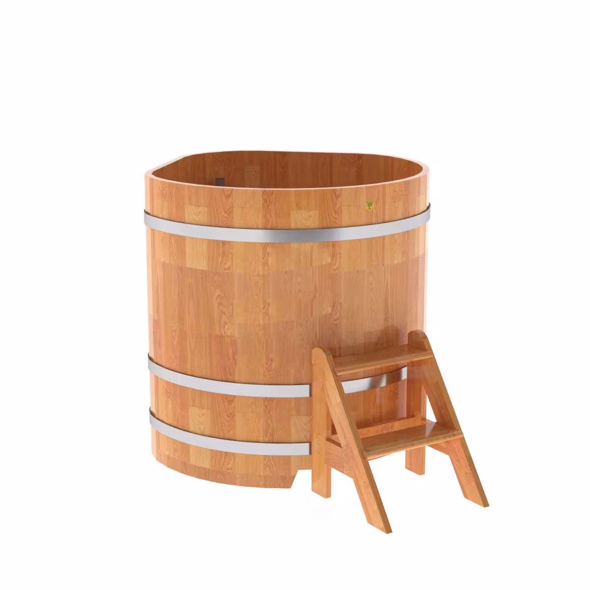 Купель угловая BentWood из сращенных ламелей лиственницы угловая, натуральная 1190х1190х1100 мм