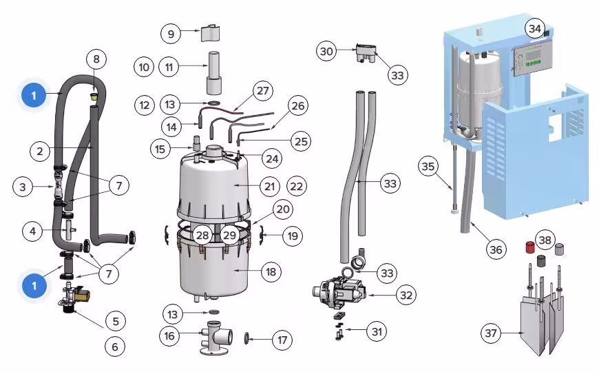 Запчасти для HygroMatik CompactLine C17 (8) E-2604066 Пробка, запор для шланга «ручного опорожнения»