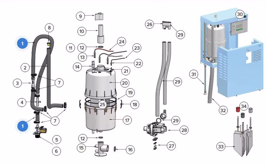 Запчасти для HygroMatik CompactLine C30 (2) E-2604004 Шланг для ручного опорожнения/спуска остатков воды