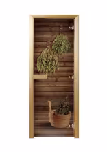 Дверь для сауны Maestro Woods Веники 800х2000 правая