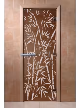 Дверь для бани и сауны Doorwood "Бамбук и бабочки бронза" 800х1900 мм