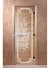 Дверь для бани и сауны Doorwood "Розы прозрачная"