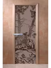 Дверь для бани и сауны Doorwood "Мишки черный жемчуг матовая"