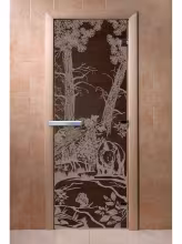 Дверь для бани и сауны Doorwood "Мишки черный жемчуг"
