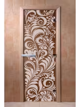 Дверь для бани и сауны Doorwood "Хохлома бронза" 800х2000 мм