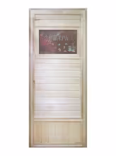 Дверь для бани и сауны Doorwood "Вагонка эконом" со стеклом Банька