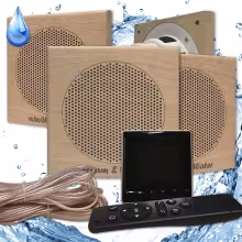 Комплект влагостойкой акустики для бани и сауны - Steam&Water Black SAUNA (квадратная решетка)