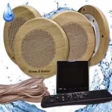 Комплект влагостойкой акустики для бани и сауны - Steam&Water Black SAUNA (круглая решетка)