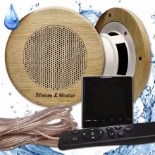 Комплект влагостойкой акустики для бани и сауны - Steam&Water 2 Black SAUNA (круглая решетка)