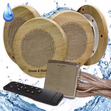 Комплект влагостойкой акустики для бани и сауны - Steam&Water Gold ECO SAUNA (круглая решетка)