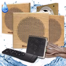 Комплект влагостойкой акустики для бани и сауны - Steam&Water Black ECO SAUNA (квадратная решетка)