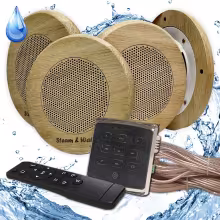 Комплект влагостойкой акустики для бани и сауны - Steam&Water Black ECO SAUNA (круглая решетка)