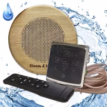 Комплект влагостойкой акустики для бани и сауны - Steam&Water1 Black ECO SAUNA (круглая решетка)