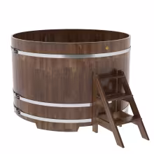 Купель круглая BentWood из сращенных ламелей, лиственница морёная 1800х1200 мм
