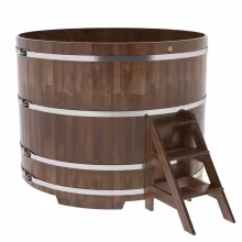 Купель круглая BentWood из сращенных ламелей, лиственница морёная 1800х1400 мм