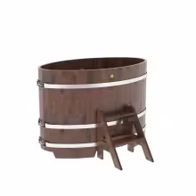 Купель овальная BentWood из дуба овальная, морёный рустик 800х1420х1100 мм