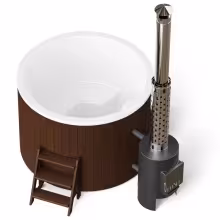 Круглая купель POLARSPA COMFORT 160 HOT с внешней печью термососна темная