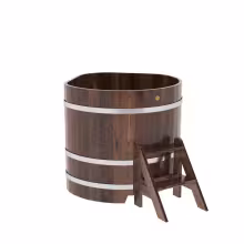 Купель угловая BentWood из лиственницы угловая, морёная рустик 1030х1030х1000 мм