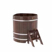 Купель угловая BentWood из лиственницы угловая, морёная рустик 1030х1030х1100 мм