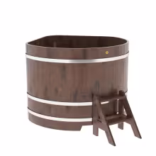 Купель угловая BentWood из дуба угловая, морёный рустик 1370х1370х1100 мм