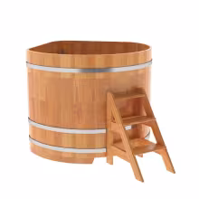 Купель угловая BentWood из сращенных ламелей лиственницы угловая, натуральная 1030х1030х1200 мм